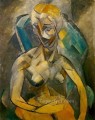 Woman naked sitting in an armchair 1913 cubist Pablo Picasso